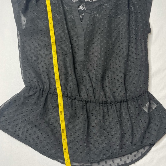 Daniel Rainn Womans Sheer Black Lace Polyester Short Sleeve Blouse - Picture 5 of 7